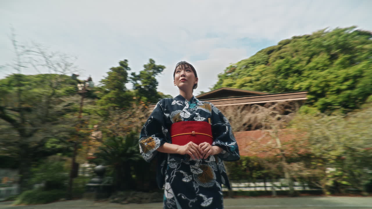 Woman in Kimono at a Temple