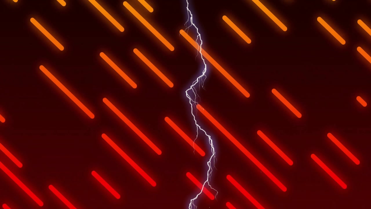 Barre diagonali luminose che scorrono su uno sfondo bordeaux, presentando un design con sfumature di rosso, arancione e giallo.