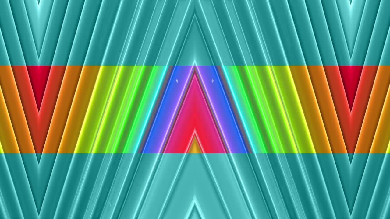 abstracto 3d sin costuras fondo brillante en 4k con cintas de arco iris. rayas multicolores arcoirís moverse cíclicamente en geometría simple estilo creativo de dibujos animados. animación suave en bucle. 61