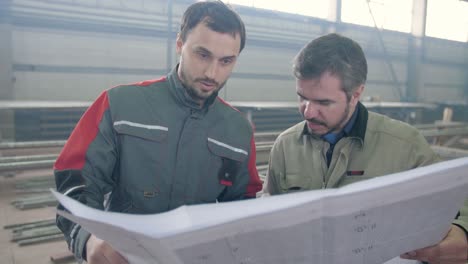 industrial engineers reviewing plans