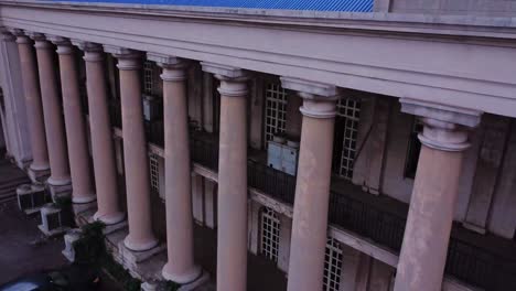 high angle pan of beautiful columns at an old monumental building, ibadan, nigeria