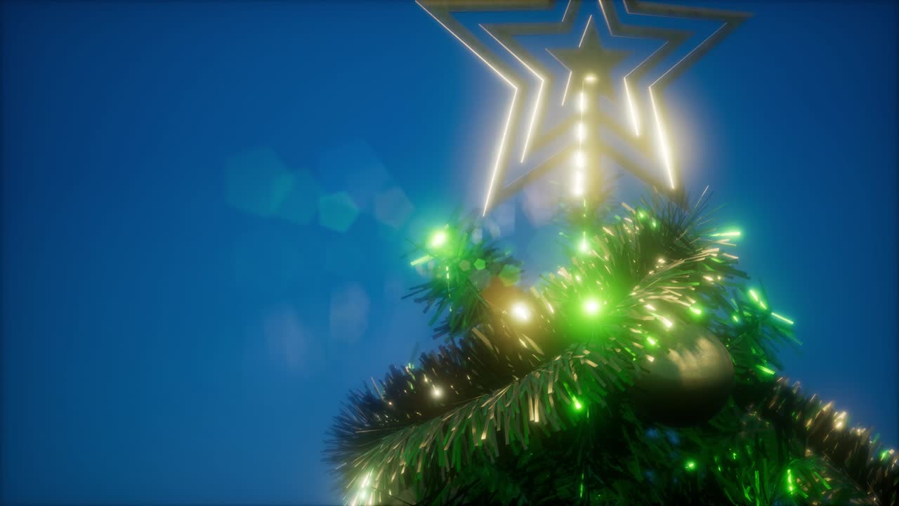 foto de estudio alegre de un árbol de navidad con luces coloridas