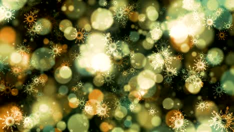 copos de nieve de bokeh dorado
