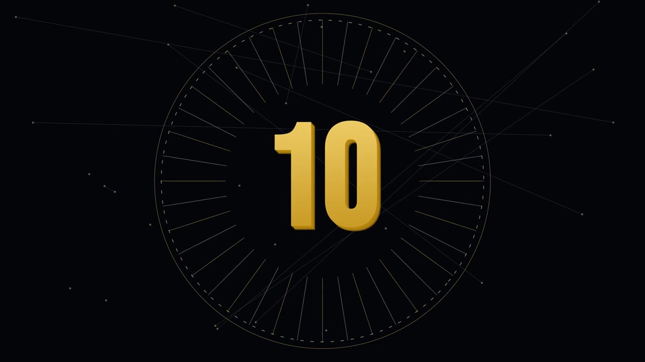Digital Countdown Timer with Golden Numbers on Black Background