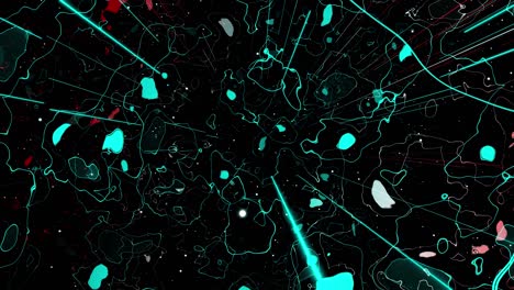 diseño de movimiento multicolor vj bucle como arte moderno abstracto. gráfico de movimiento, cámara volar y girar en el espacio de arte, patrón de estructura multicapa, partículas de brillo y líneas. textura ornamental. diseño de movimiento