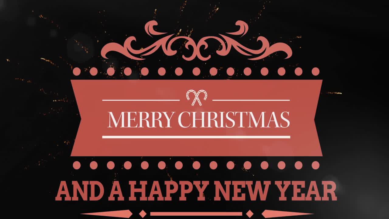 화려 한 크리스마스 와 신년 축하 문자 의 애니메이션 과 불꽃놀이