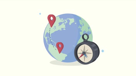 animación de servicio de gps con alfiler y cronómetro en la tierra