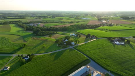 summer sunset over green fields in rural usa