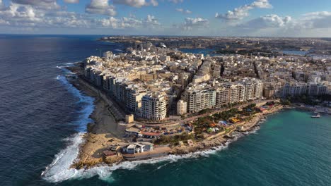 Aerial-Drone-Shot-Of-Sliema-district-In-Malta-On-A-Sunny-Day