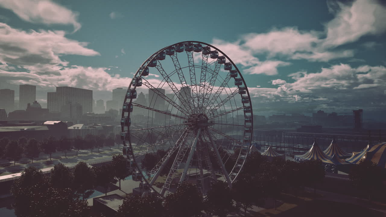 колесо обозрения в городе