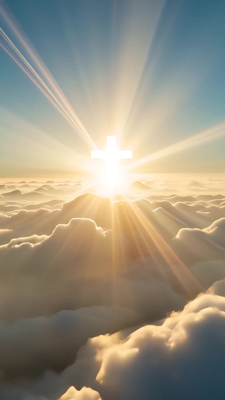 Sfondo per Adorazione 4K: Croce Cristiana e Luce Celeste