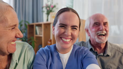 elderly caregiver with seniors