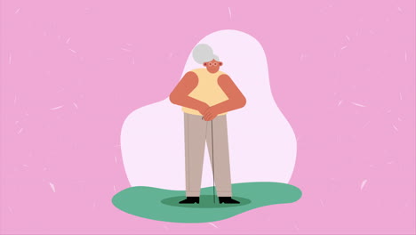 mujer anciana con bastón