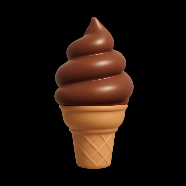 Rendering 3D di un cono gelato soft al cioccolato