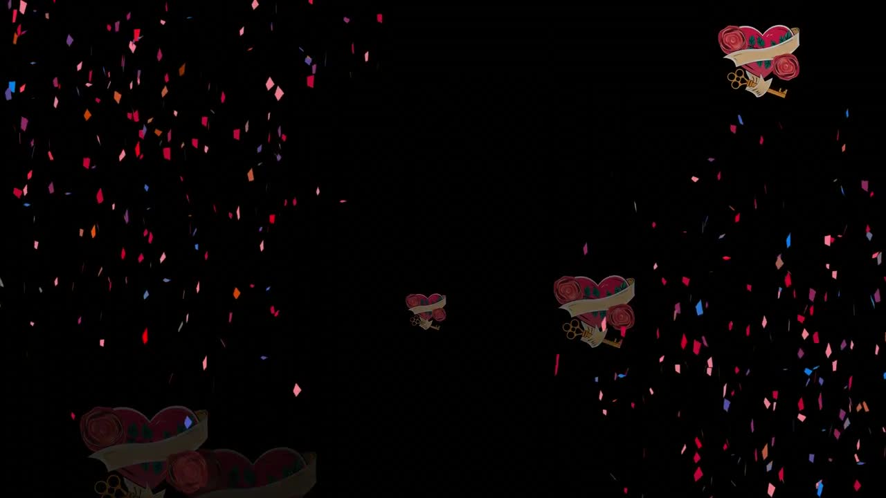 ⁇ 은 마음으로 떨어지는 콘페티의 애니메이션