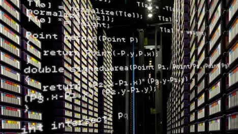animación del procesamiento de datos en la sala de servidores