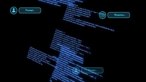 animación del procesamiento de datos sobre un fondo negro