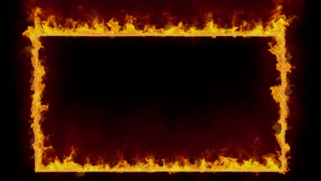 marco de fuego aislado en fondo negro.