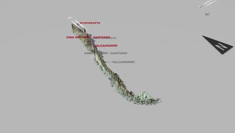 mapa del terreno en 3d de chile