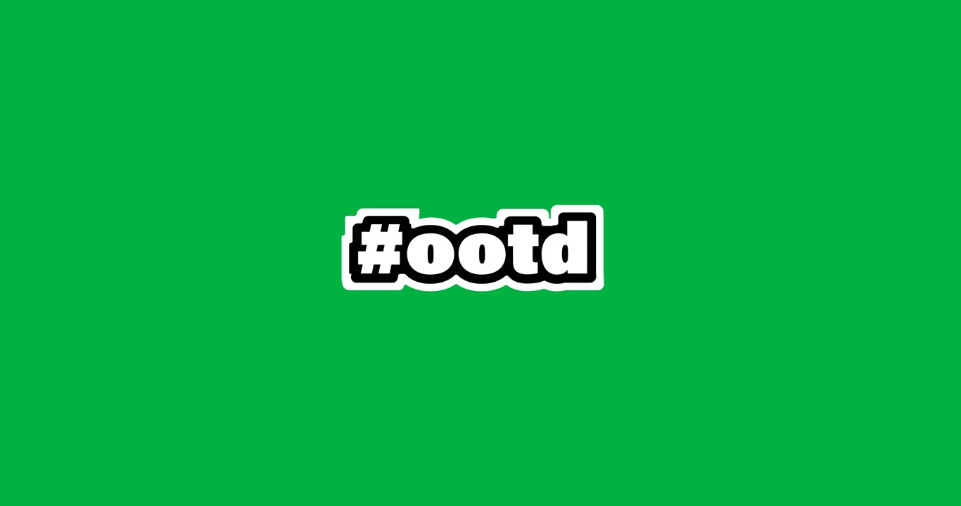 Animazione digitale di un banner di testo "ootd" che fluttua su sfondo nero
