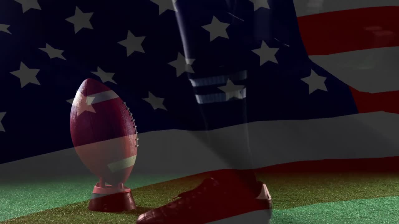 composición del jugador de fútbol americano pateando la pelota