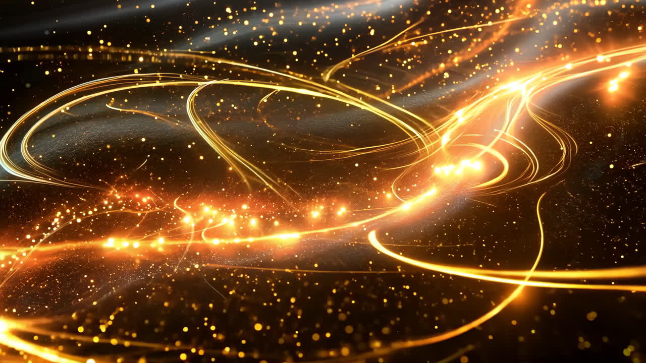 A black and orange fabric with a lot of sparkles. The fabric is very shiny and has a lot of gold and orange colors