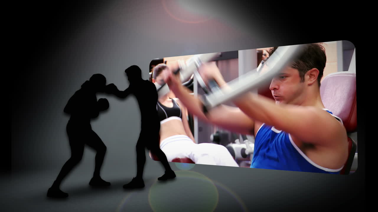 스포츠를 하는 남성들의 몽타지