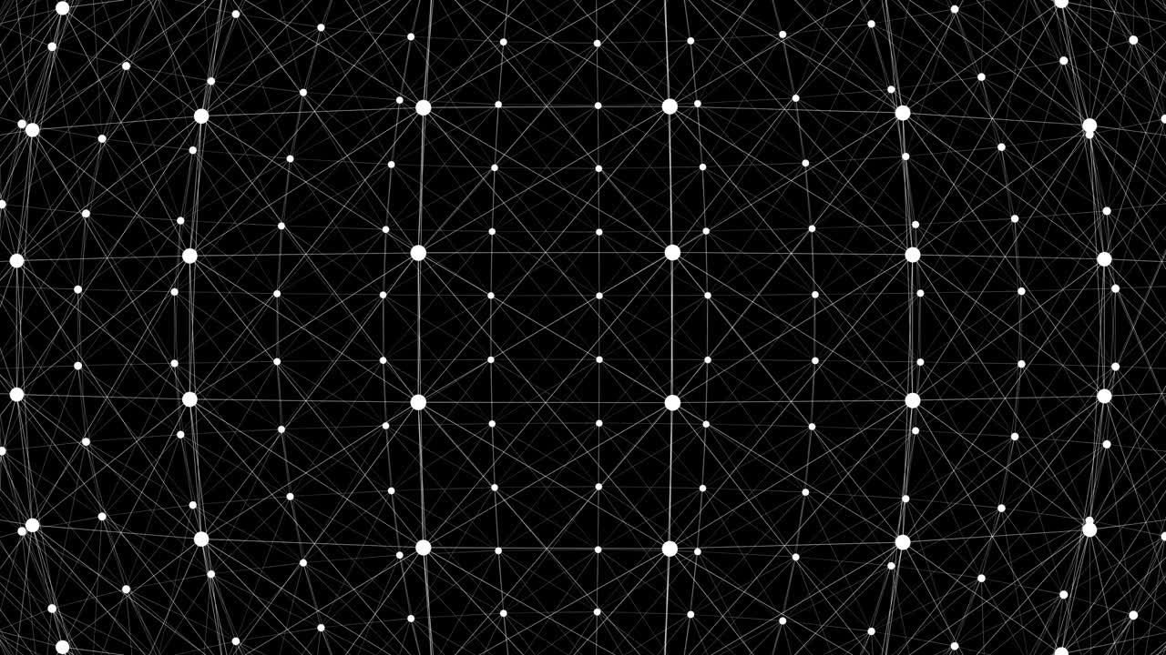 4k animated 3d wireframe sphere rotating on its axis on a black background.3d rendering