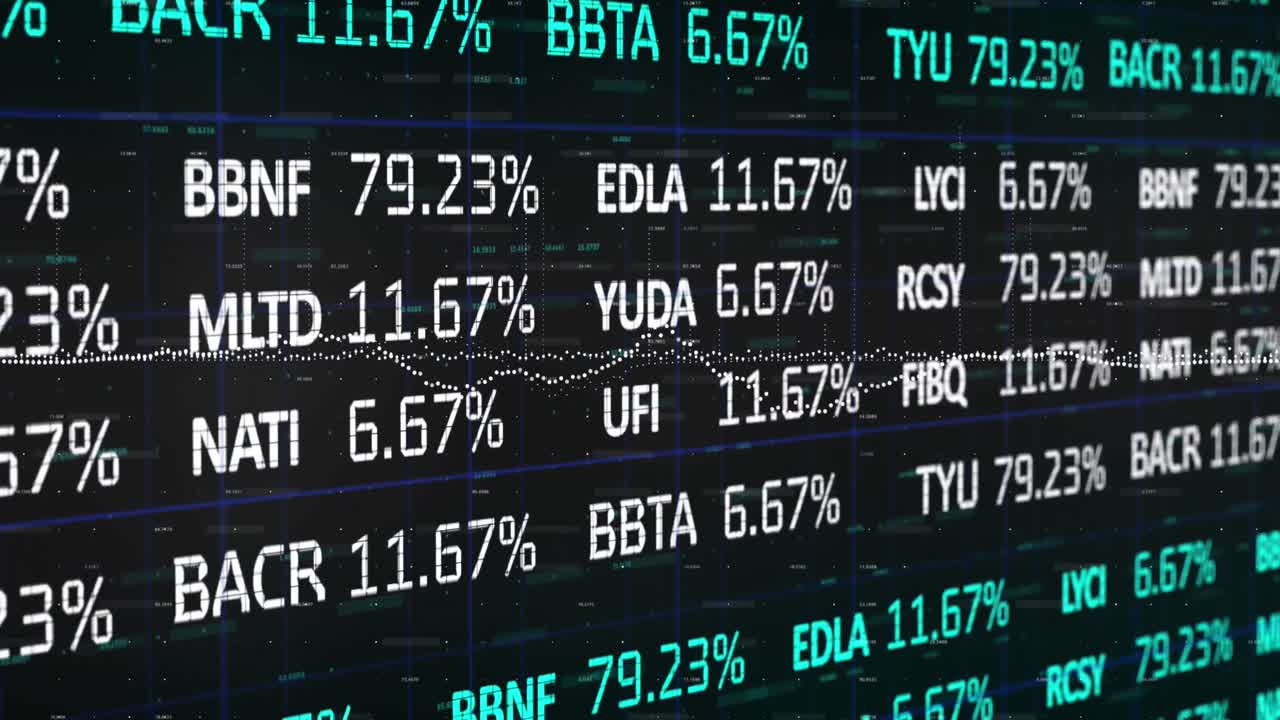 Animation of data processing over black background