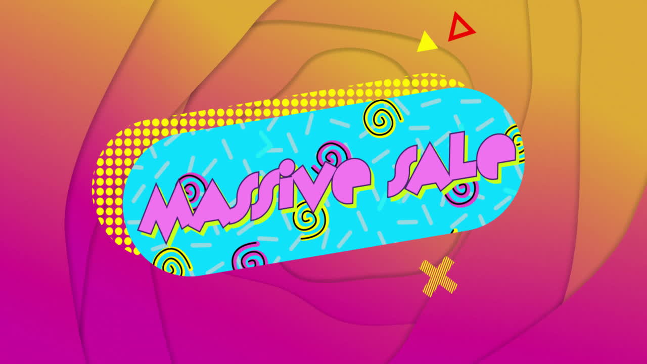 Colorful geometric patterns with Massive Sale text in vibrant animation style