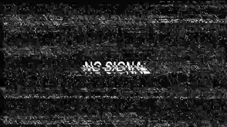 No Signal Text with Glitching Static and Noise