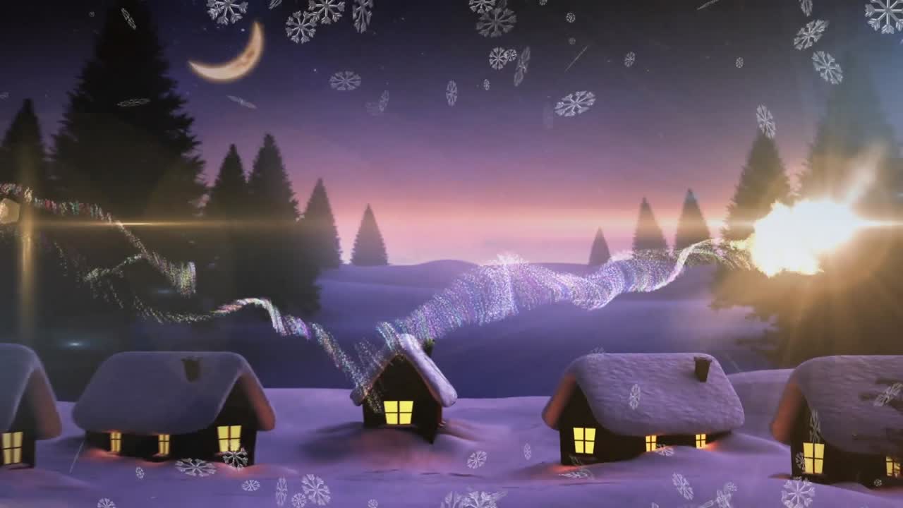 animación de la nieve cayendo sobre el paisaje de invierno