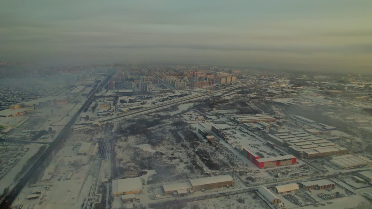 겨울 에 도시 의 공중 사진