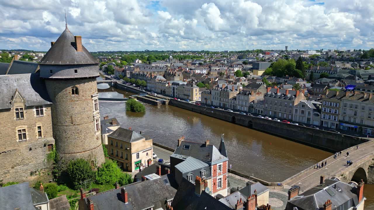 Aerial View of a Castle and Town in France