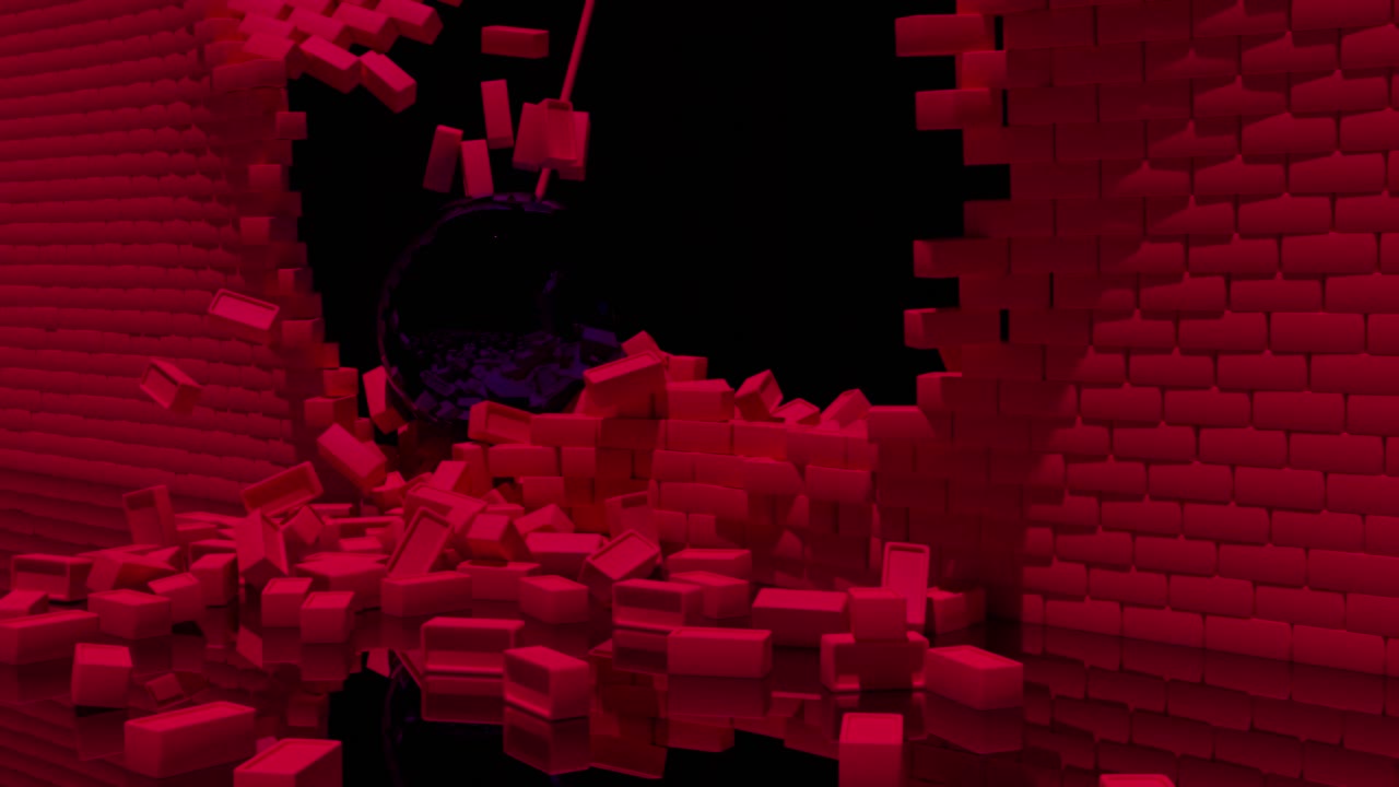 Shattered Brick Wall with Sphere