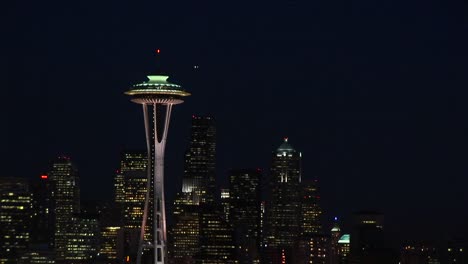 a spectacular aerial view of seattle's space needle at night