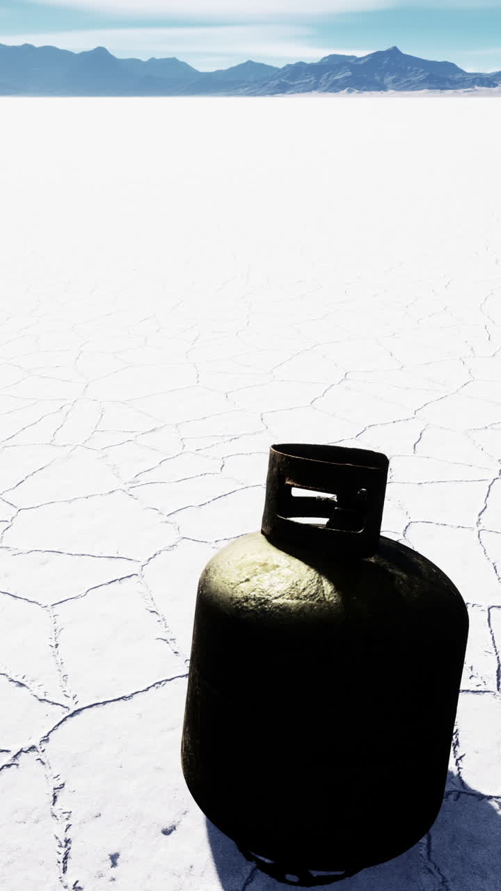 건조 한 소금 평평 한 풍경 에 있는 가스 크