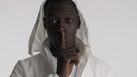 african american man on grey background.