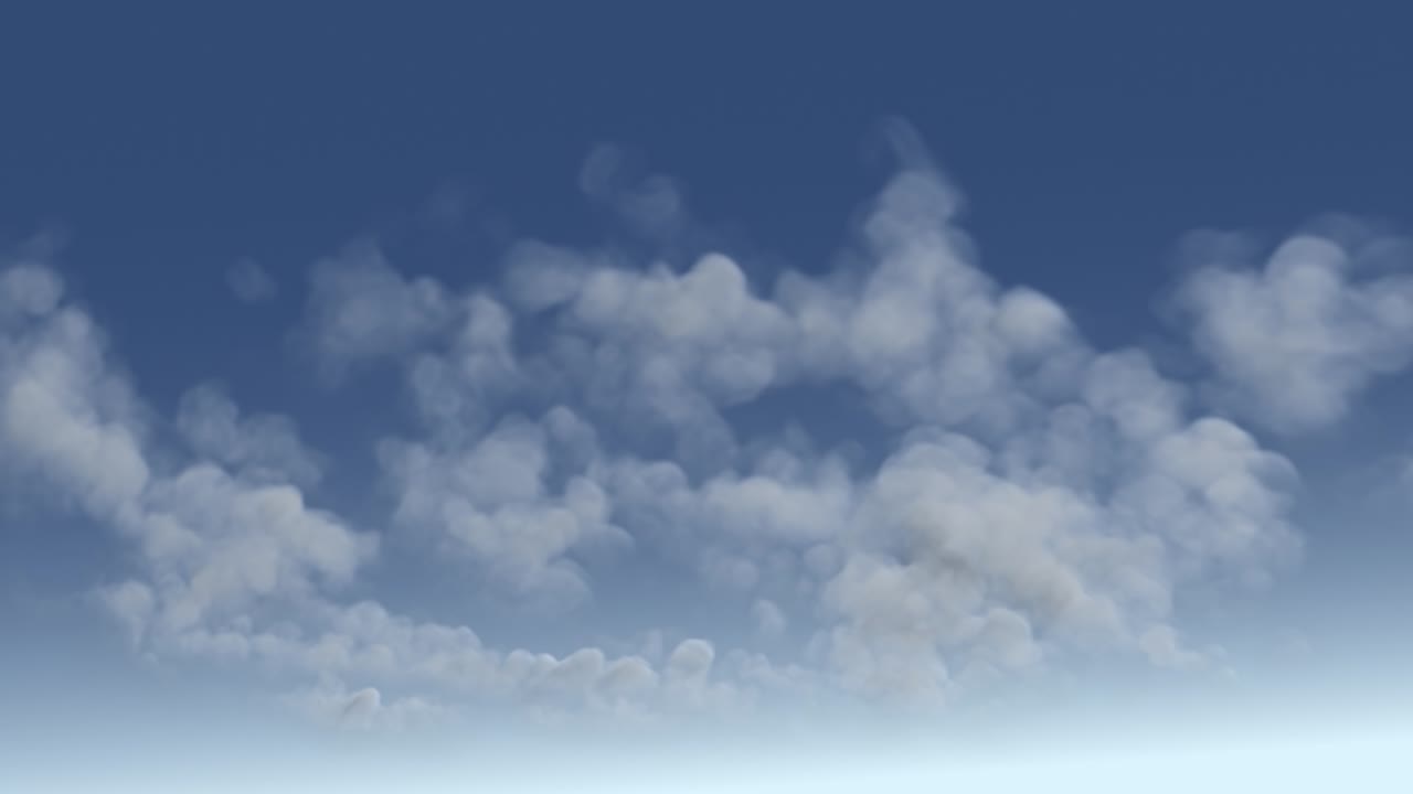 Fast moving cloud formations, hazy blue summer sky background