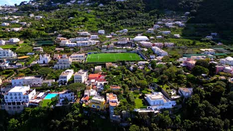 Football-Field-Surrounded-By-Buildings-In-The-Island-Of-Capri-In-Italy