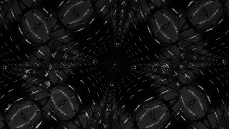 Monochrom-Leuchtende-Kaleidoskopbewegung-Mit-Kristallartiger-Struktur,-Loop-fähige-3D-CGI-Rendering-Animation