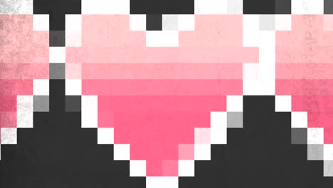 corazones de píxeles rosados sobre fondo negro