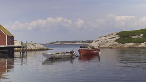 nova scotia harbor two anchored row boats