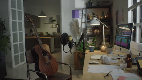 music recording studio in cozy living room