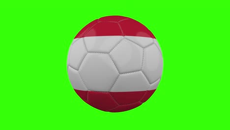 bandera de austria en la pelota gira sobre un fondo alfa verde transparente, bucle