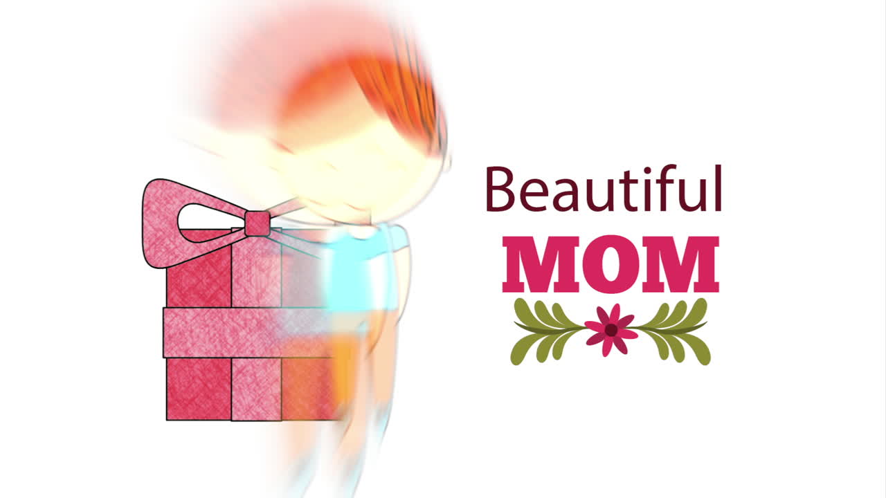 엄마에게 선물을 준 귀여운 소년