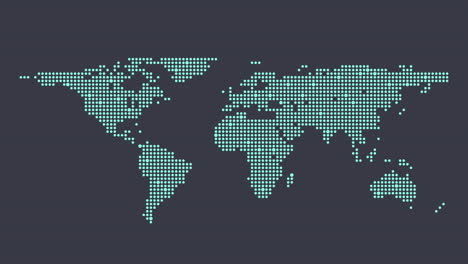 abstract world map from neon dots on black gradient