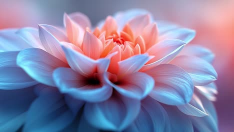 blue and pink lotus blooming. a close-up of a blooming lotus flower showcasing delicate blue and pink petals under soft, diffused light.