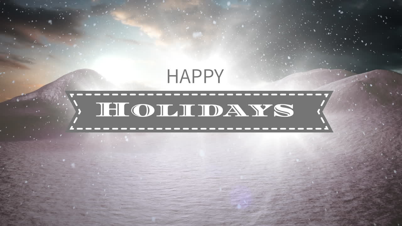 행복한 휴일 텍스트와 겨울 동안 눈이 내리는 4k