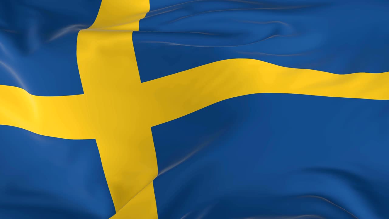 Viftende flag i loop som baggrund Sverige